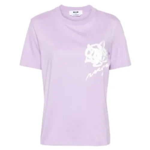 Msgm - Tops > T-Shirts - Purple - Msgm - Modalova