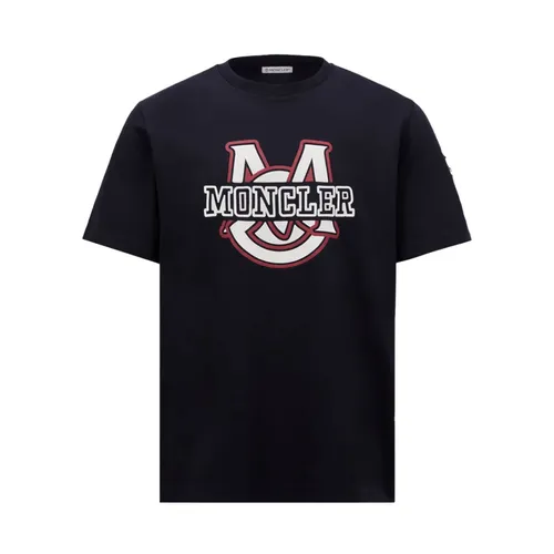 Moncler - Tops > T-Shirts - Blue - Moncler - Modalova