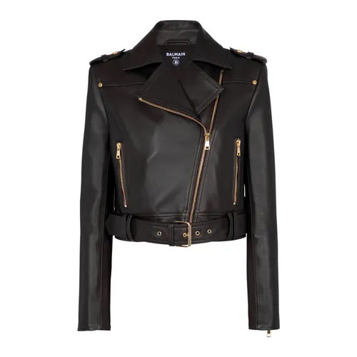 Jackets > Leather Jackets - - Balmain - Modalova