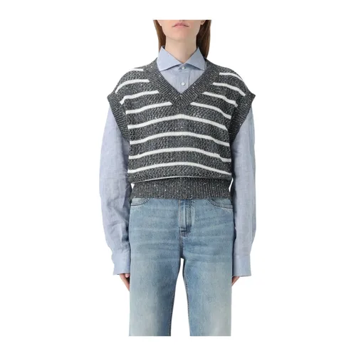 Knitwear > V-neck Knitwear - - Brunello Cucinelli - Modalova