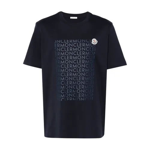 Moncler - Tops > T-Shirts - Blue - Moncler - Modalova