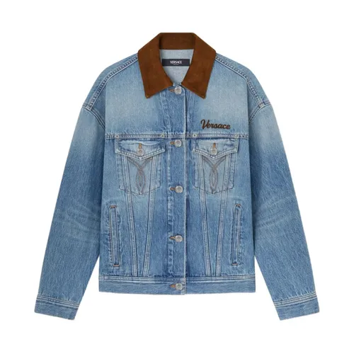 Jackets > Denim Jackets - - Versace - Modalova