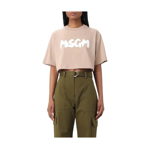 Msgm - Tops > T-Shirts - Beige - Msgm - Modalova