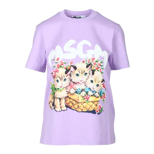 Msgm - Tops > T-Shirts - Purple - Msgm - Modalova