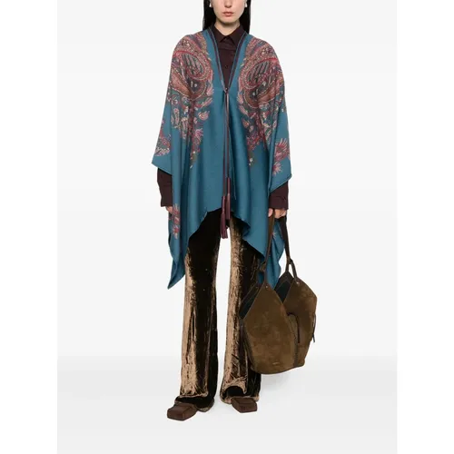 Etro - Jackets > Capes - Blue - Etro - Modalova