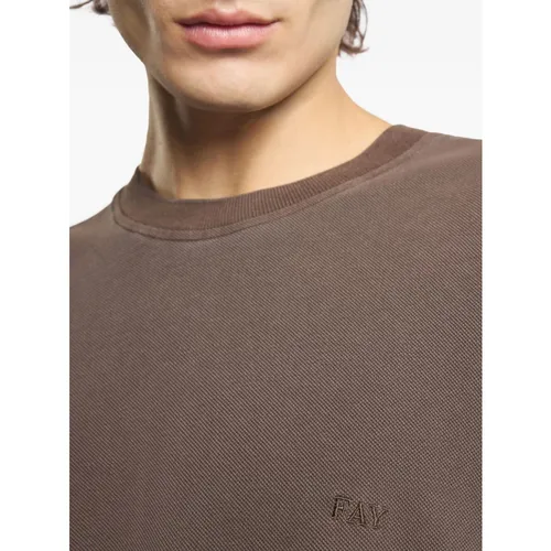 Fay - Tops > T-Shirts - Brown - Fay - Modalova