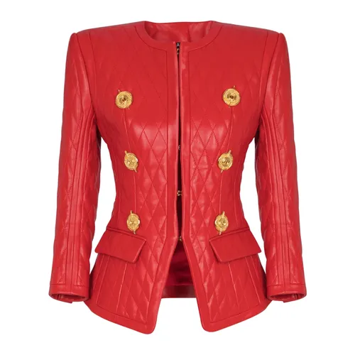 Jackets > Leather Jackets - - Balmain - Modalova