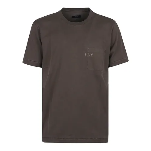 Fay - Tops > T-Shirts - Brown - Fay - Modalova