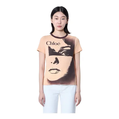 Chloé - Tops > T-Shirts - Beige - Chloé - Modalova