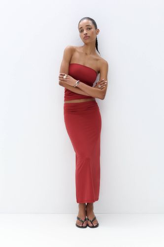 Jupe Midi Polyamide Fronces - Pull&Bear - Modalova