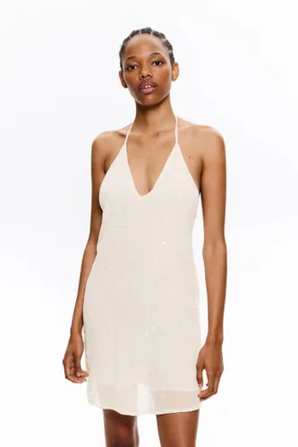 Robe Courte En Tulle À Paillettes - Pull&Bear - Modalova