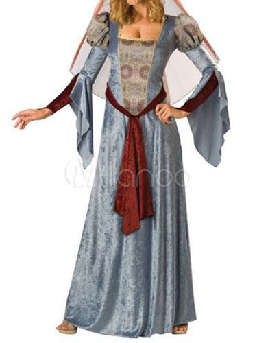 Renaissance Vintage Costume Halloween flanelle bleu robe costume des s Halloween - Milanoo FR - Modalova