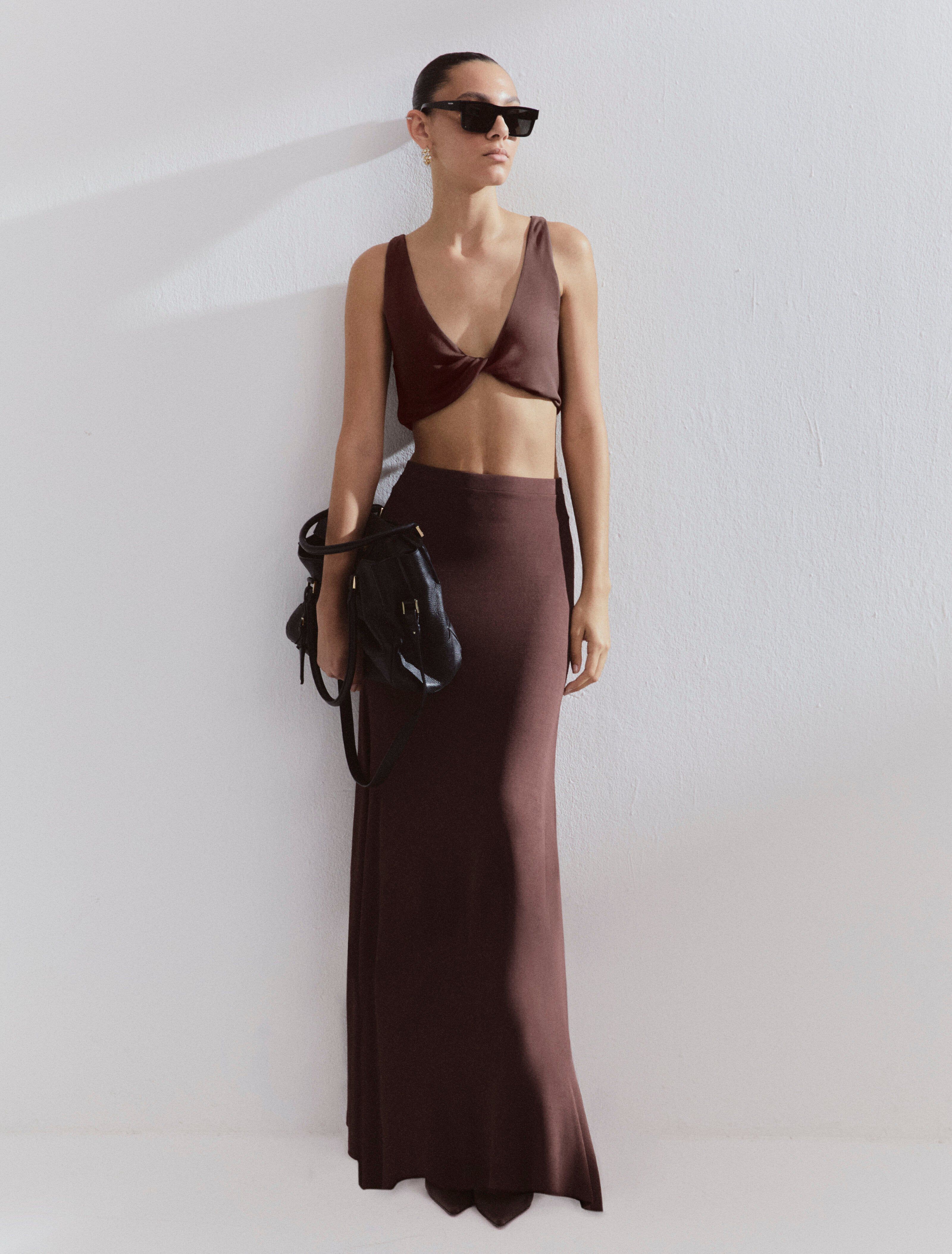 Flute Skirt in Chestnut - Ninety Percent - Modalova