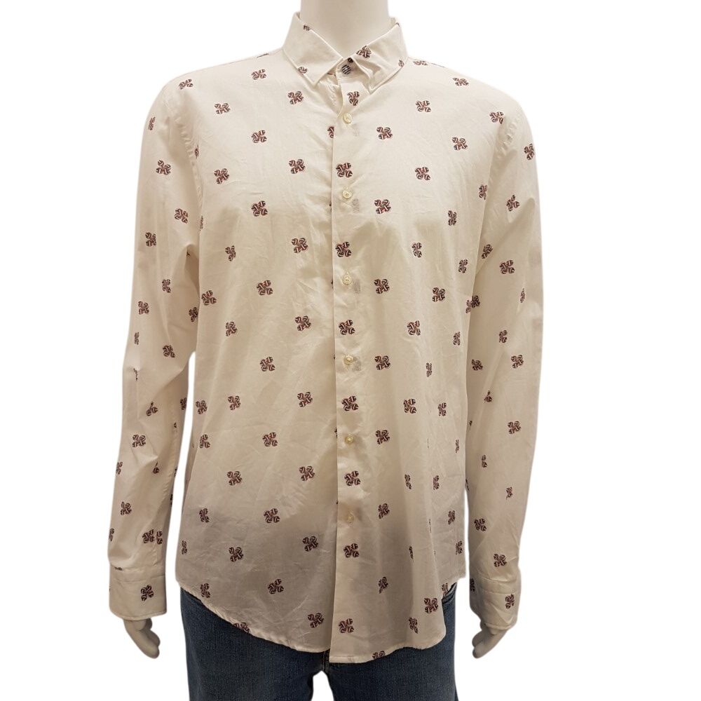 Chemise blanche imprim bleu rouge - taille XL - zara man - Modalova