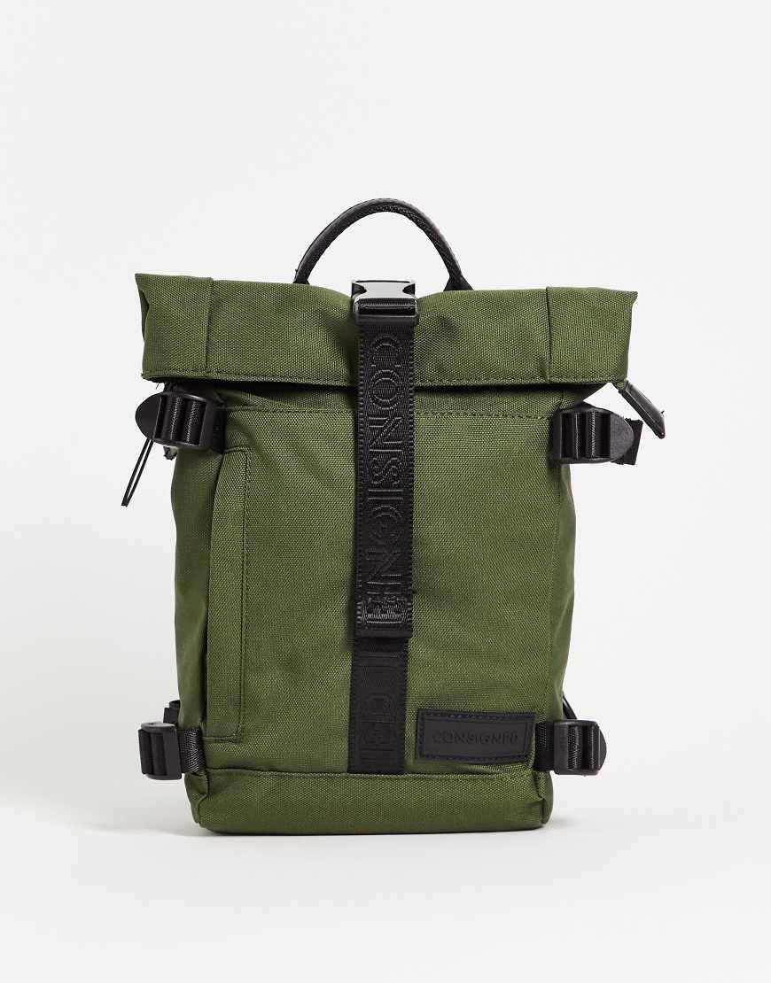 Sac à dos avec rabat clipsable roulé sur le dessus Kaki Modalova