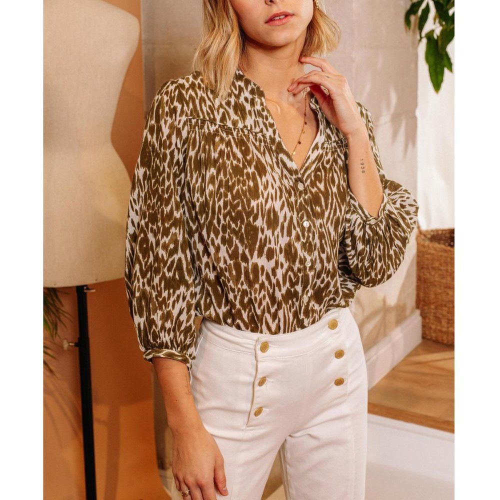 Blouse SOLEANE kaki en coton - La Petite Etoile - Modalova