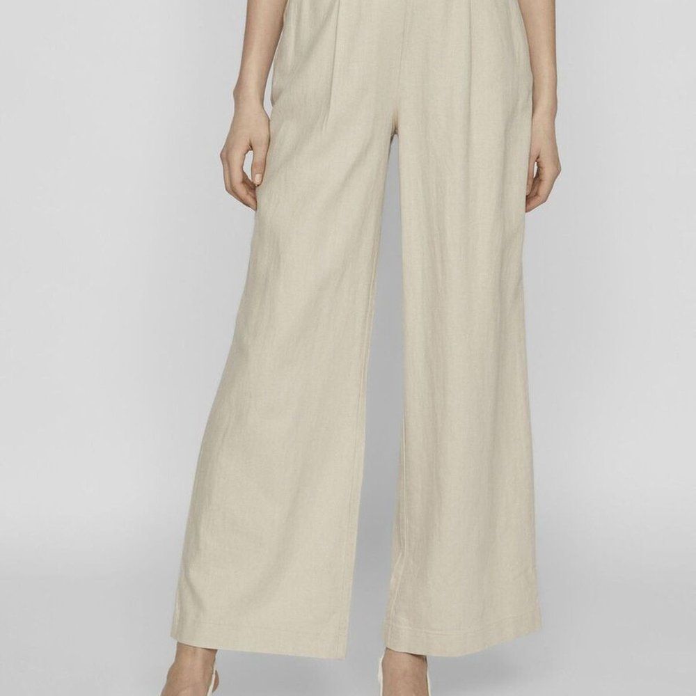 Pantalon regular fit en lin - Vila - Modalova