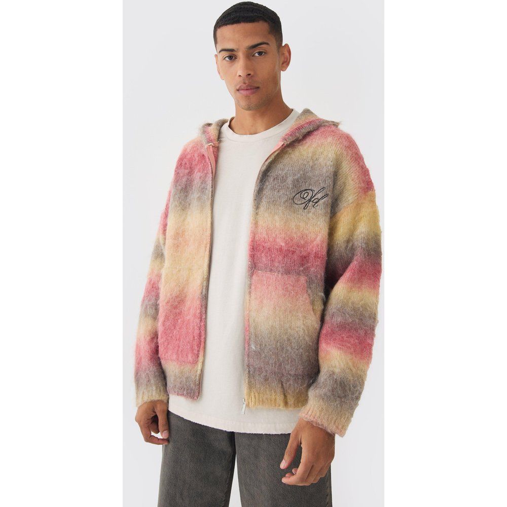 Sweat à capuche oversize zippé en maille brossée - S - Boohooman - Modalova