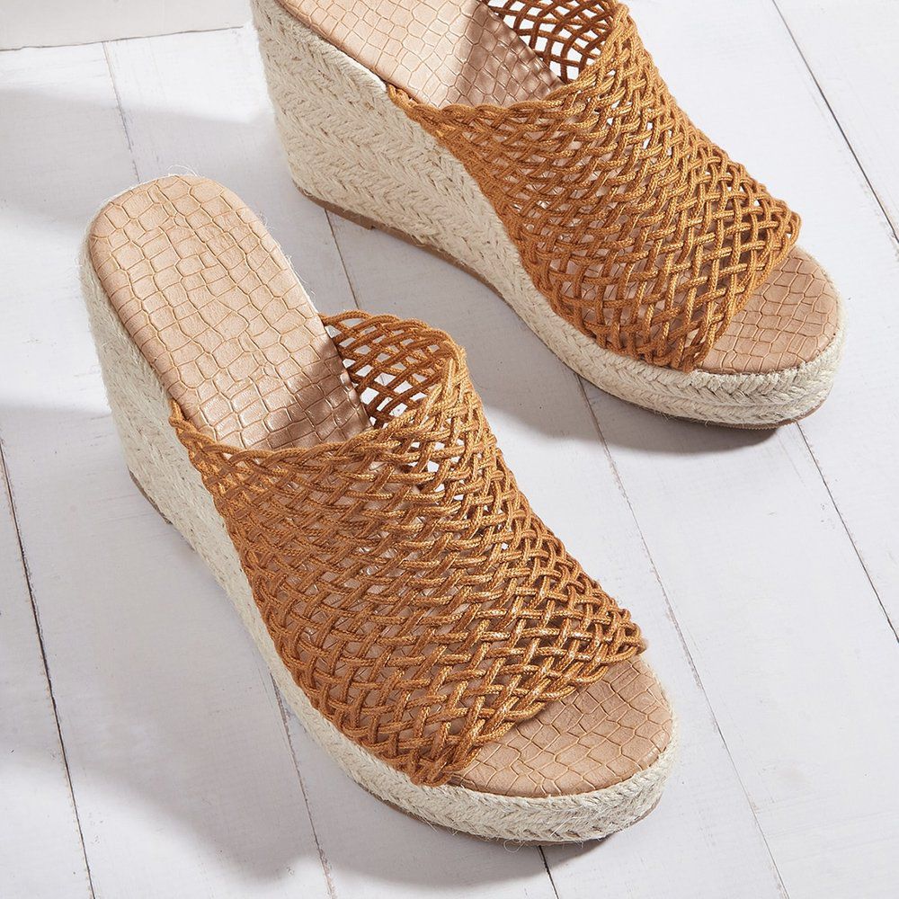 Mules compensées espadrilles tressées minimalistes - SHEIN - Modalova