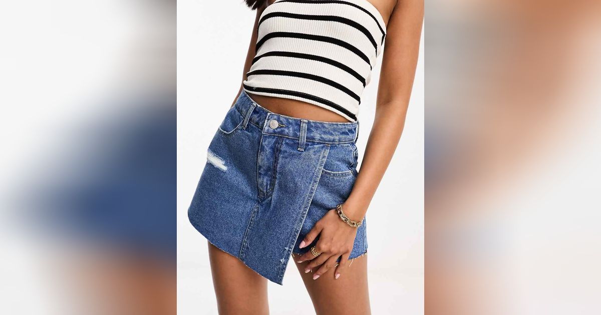 DTT Jupe short en jean moyen Modalova