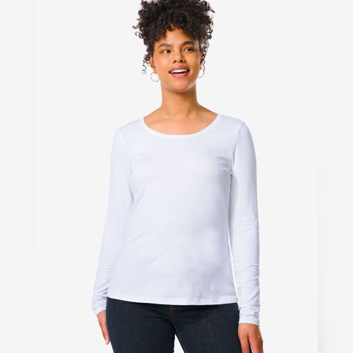 t-shirt thermique femme blanc - HEMA