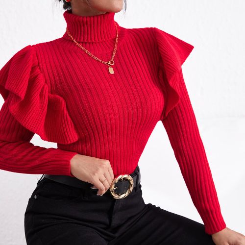 Pull Col Roule SHEIN Rouge pour Femme Modalova